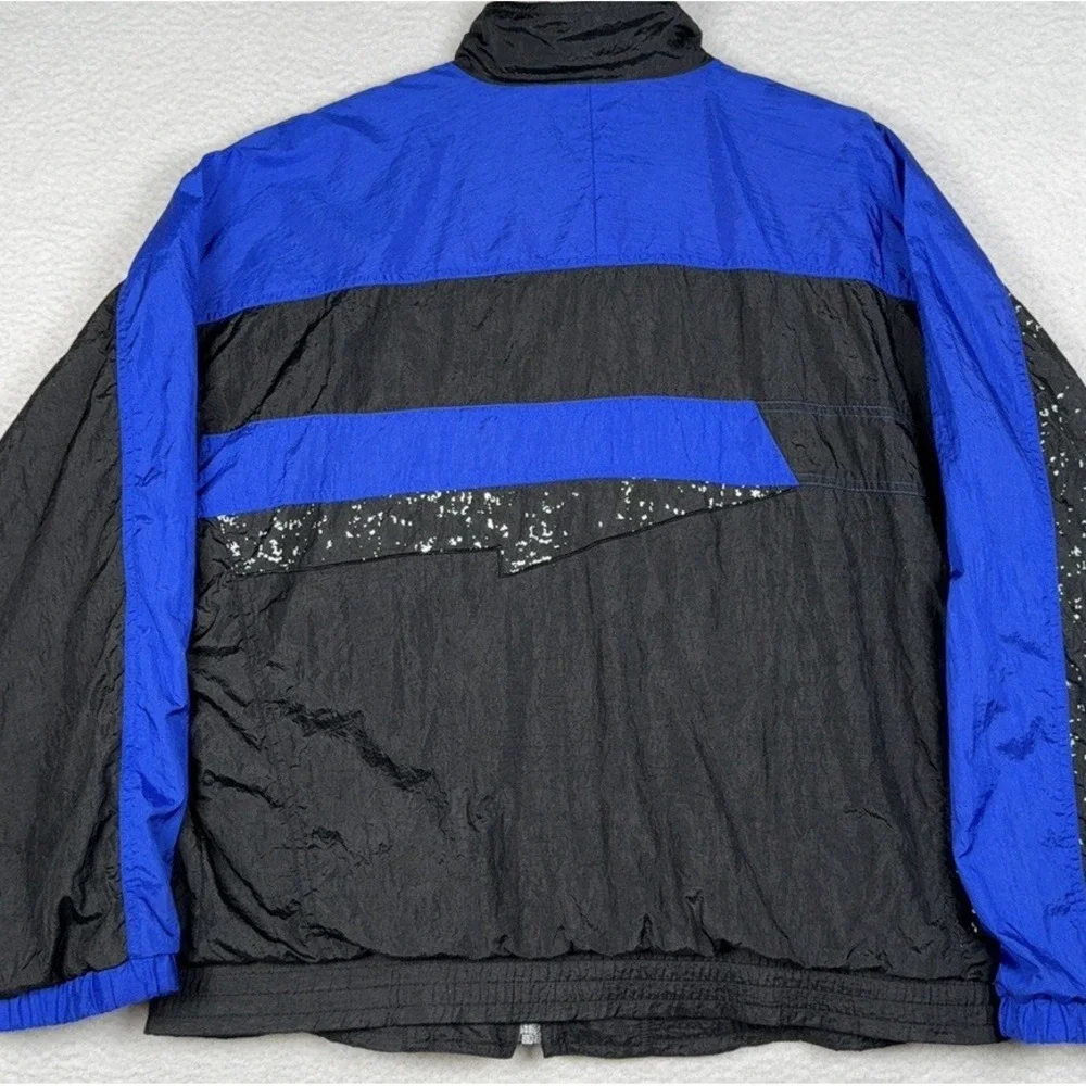 Vintage 90s IXSPA Windbreaker Jacket Black Blue - Men's Medium (Fits Roomy)